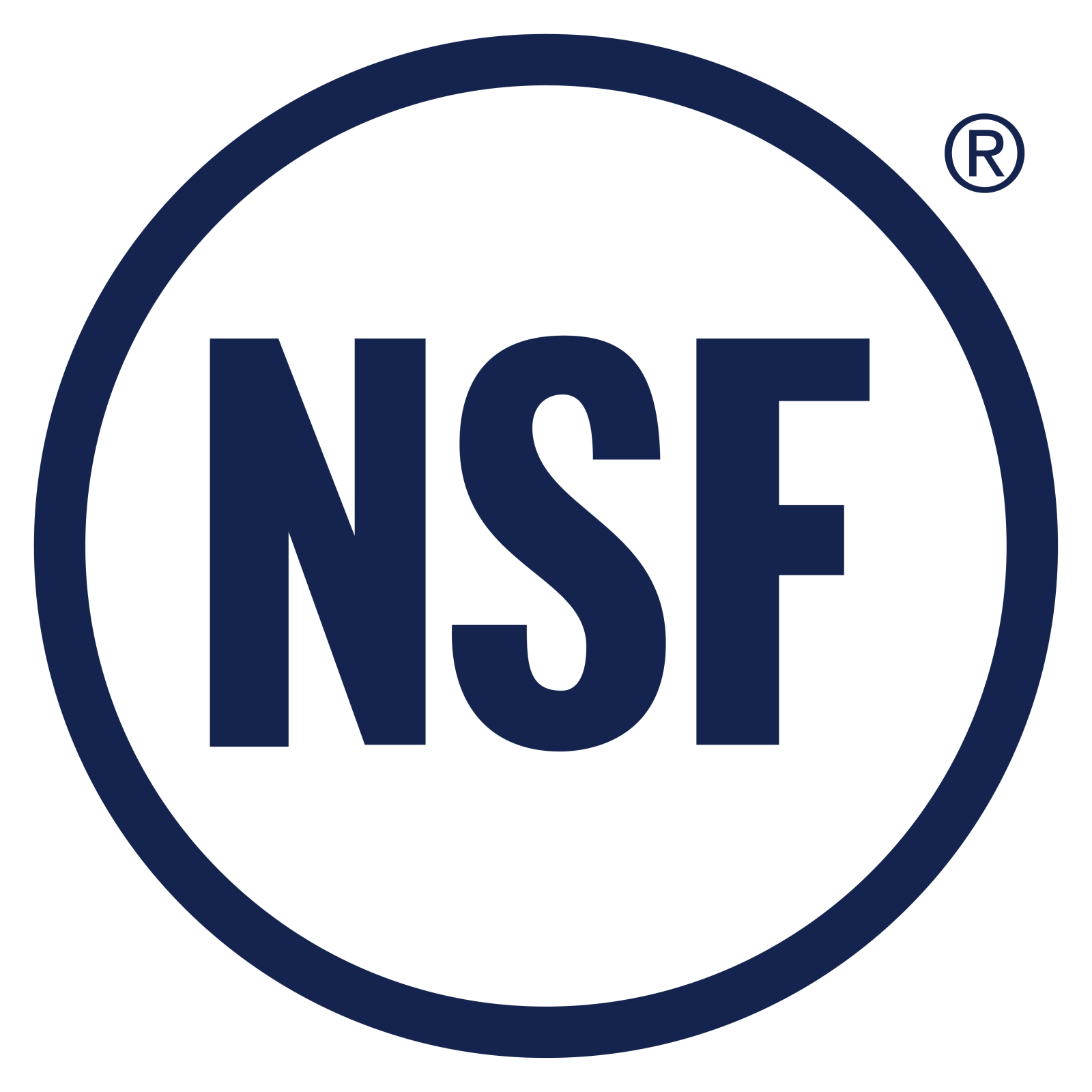 Blue circle with the letter "NSF" in it