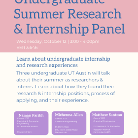 Undergraduate Summer Research & Internship Panel