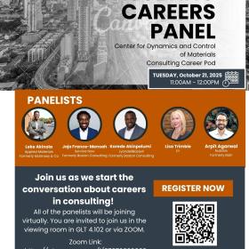 Flyer for careers in consulting panel